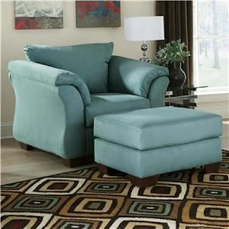 Contemporary Upholstered Chair and Ottoman with Tapered Legs